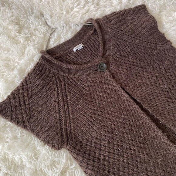 Ensue Short Sleeve Knit Cardigan M Brown Layered Outerwear - Picture 2 of 6